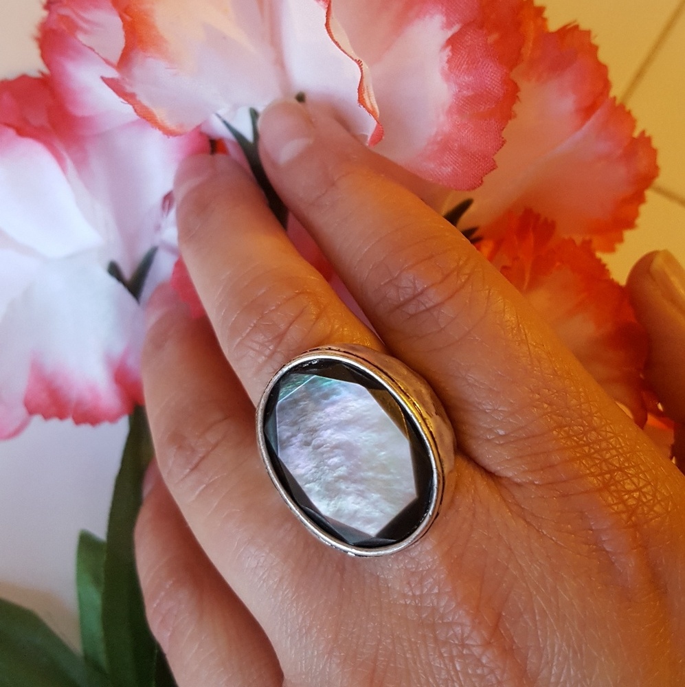 Antique matte silver plated ring